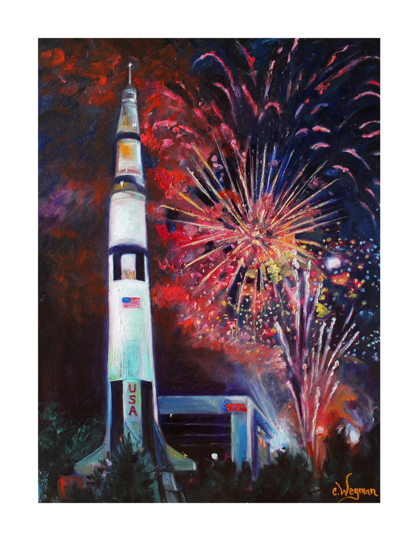 Saturn V With Fireworks
